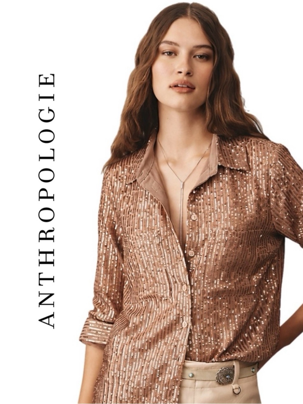 Anthropologie Remie Sequin Buttondown XL